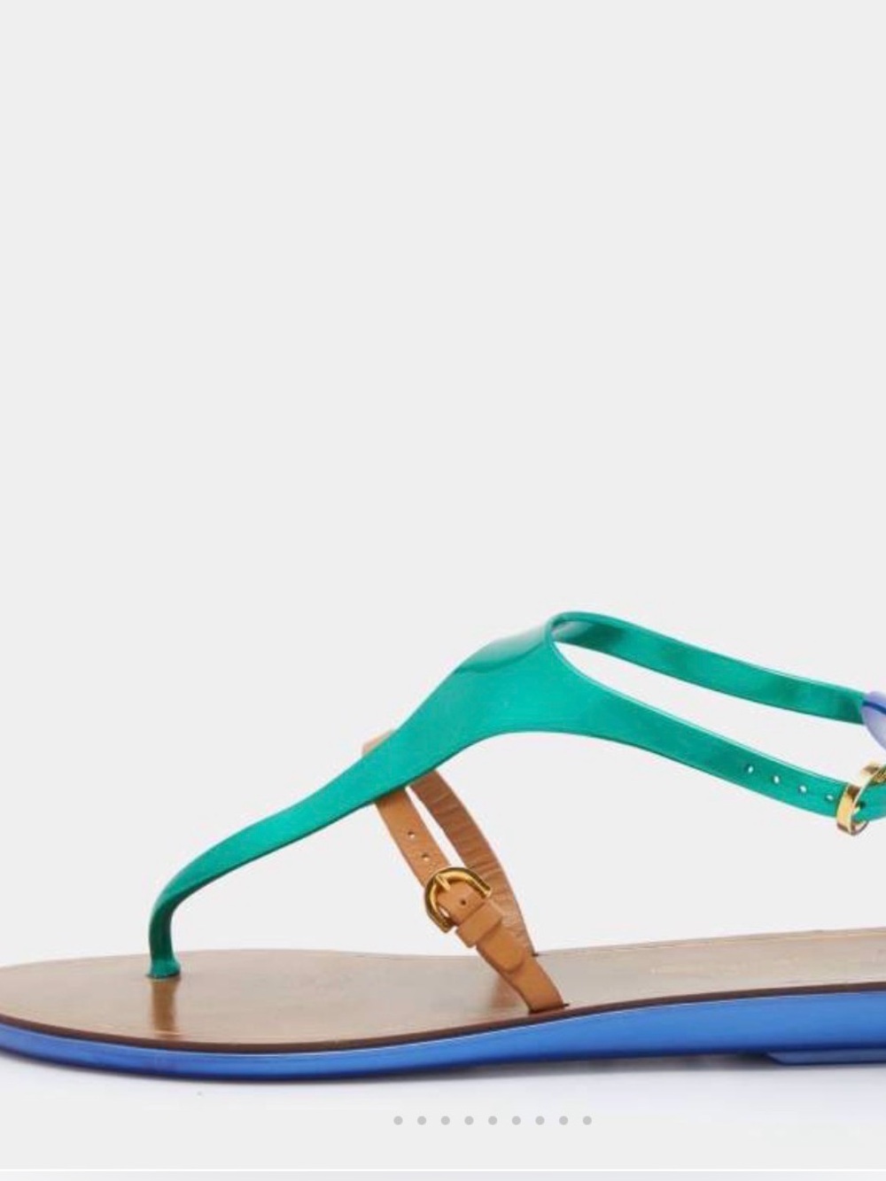 VINTAGE Sergio Rossi Jelly Sandals Cleo Green Blue Tan Colorblock Size 36 - Picture 3 of 11